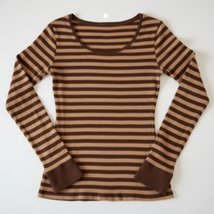 TRENDHAUS Red & White Striped Long Sleeve Classic Tee