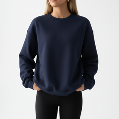 TRENDHAUS Classic Black Crewneck Oversized Sweatshirt