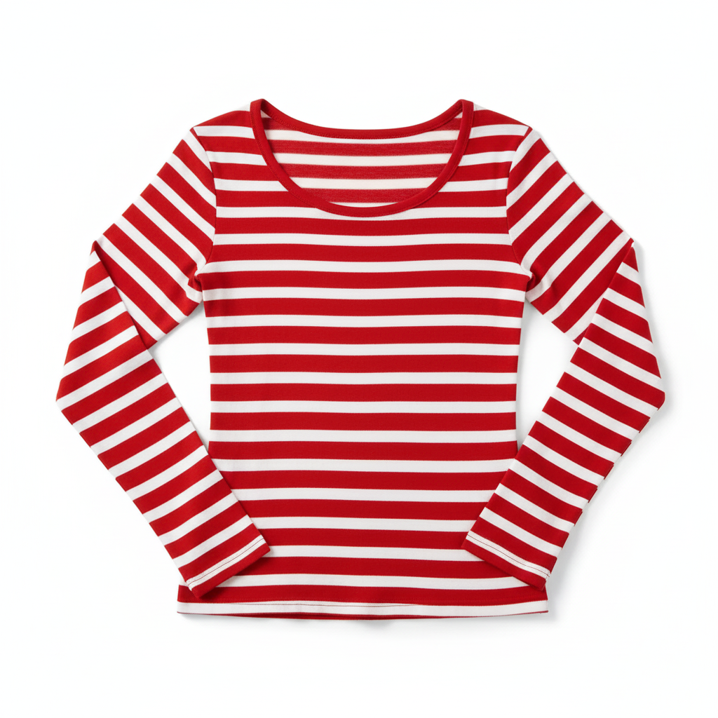 TRENDHAUS Red & White Striped Long Sleeve Classic Tee