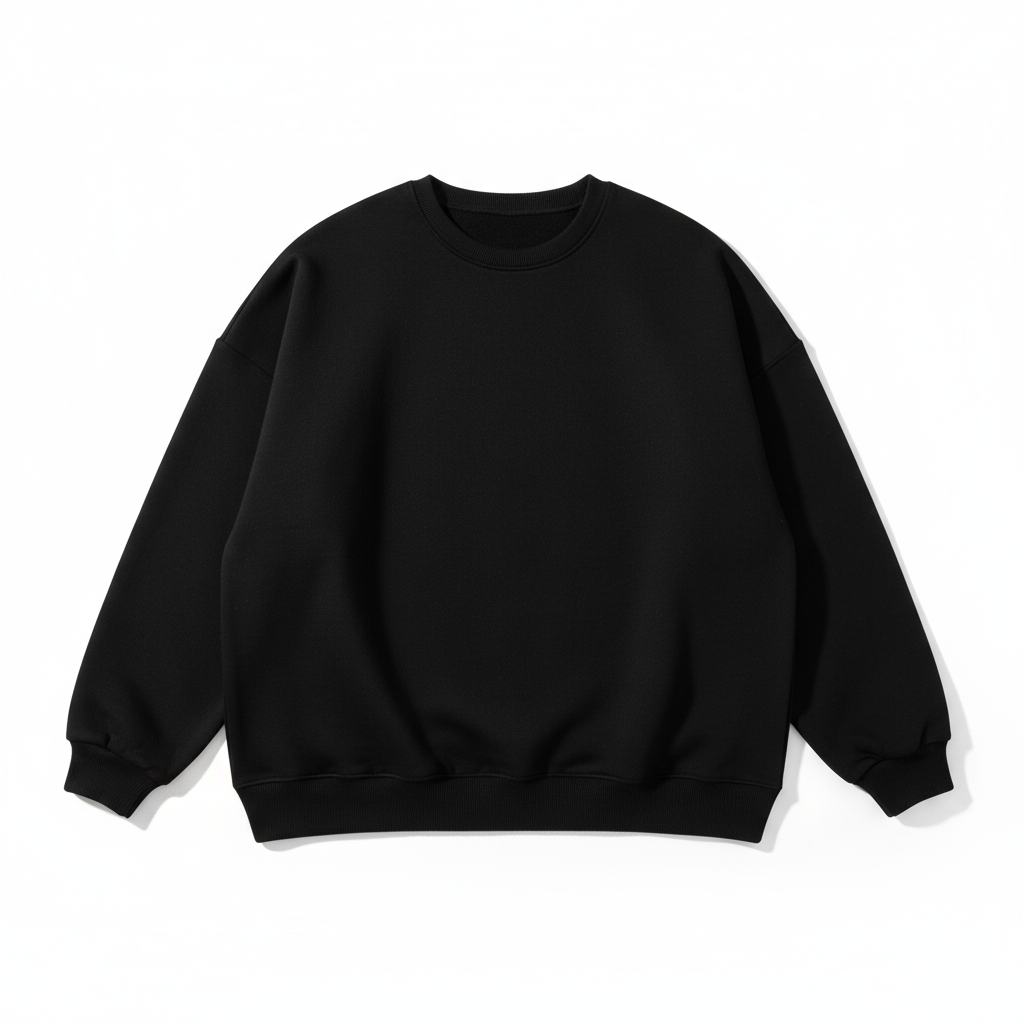 TRENDHAUS Classic Black Crewneck Oversized Sweatshirt